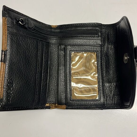 Brighton Tri-fold Brown Black Silver-Tone Magnetic Closure Various Compartments - Picture 6 of 16